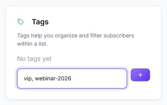 Tags box with two tags typed in