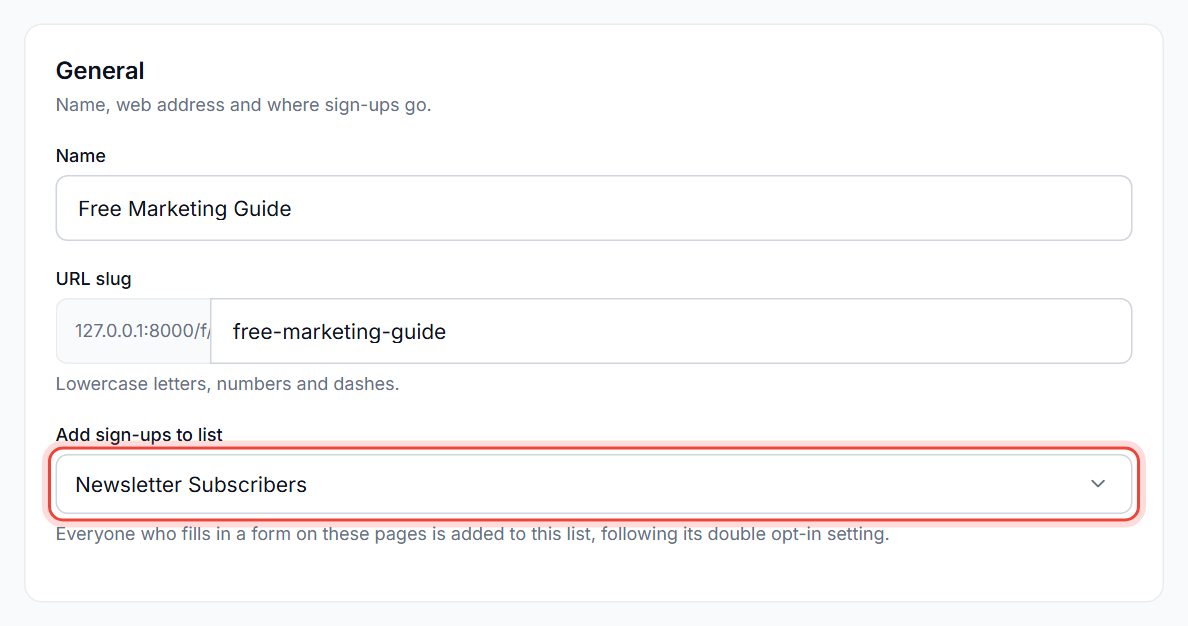 General settings card with the list selector highlighted