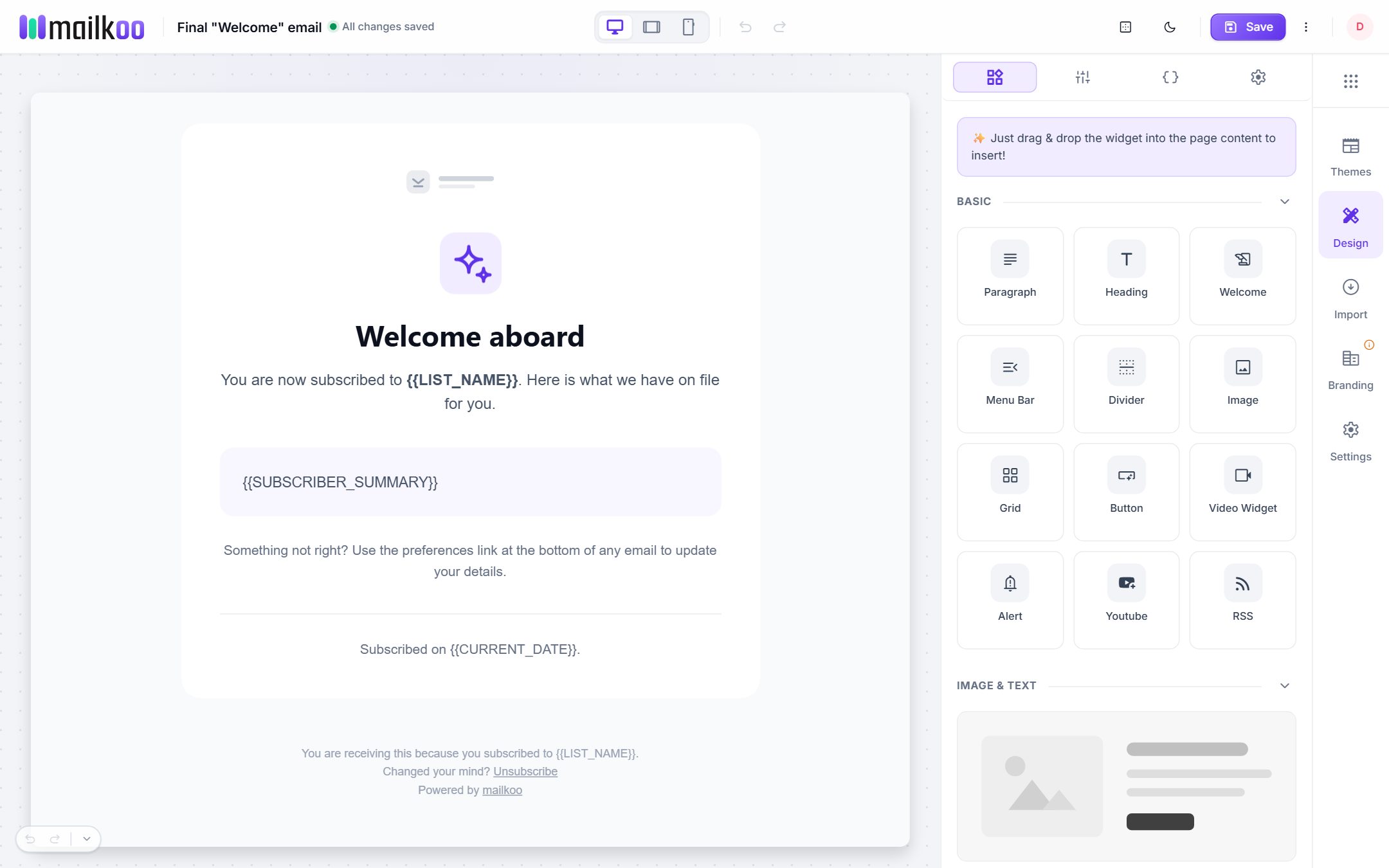 Email campaigns — Design, test and send